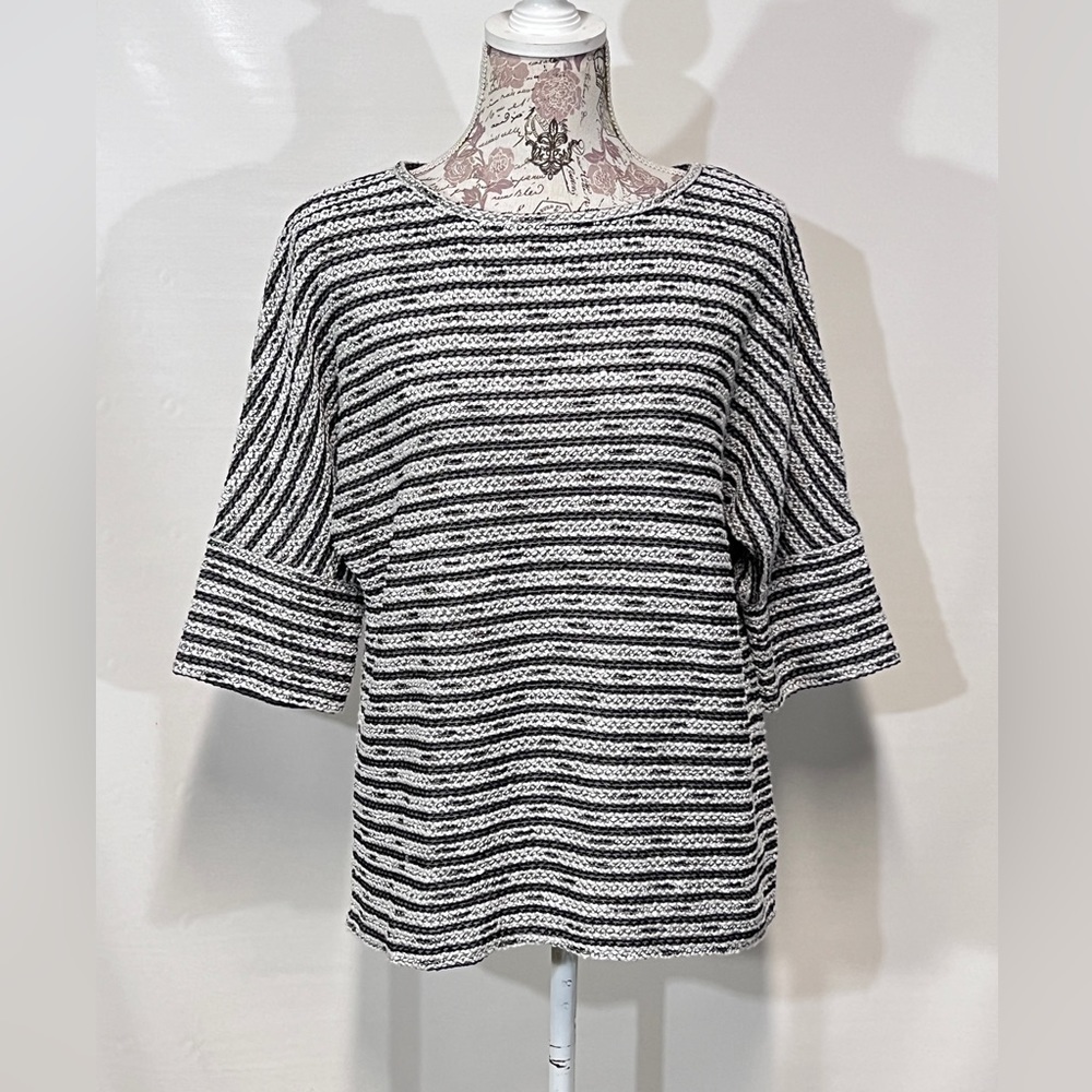 MAX STUDIO gray and black stripe knit sweater‎ size M